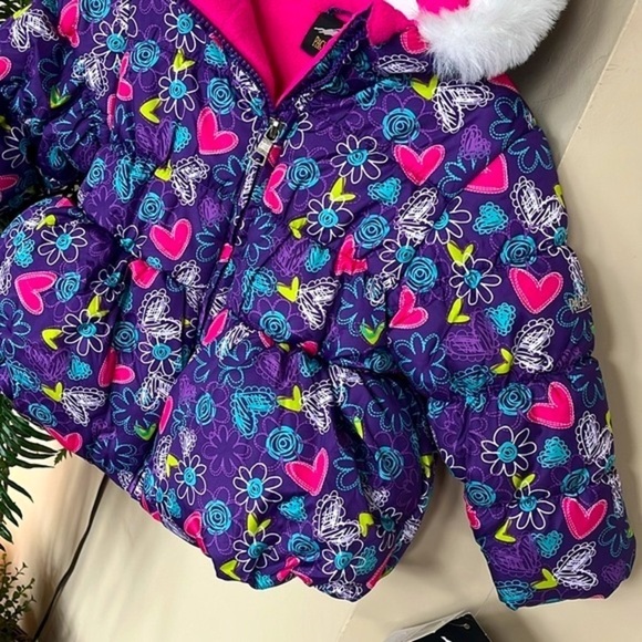 Brand New Pacific Trail Purple Graffiti Hooded Puffer Zip Up Coat Winter Jacket - Picture 5 of 16